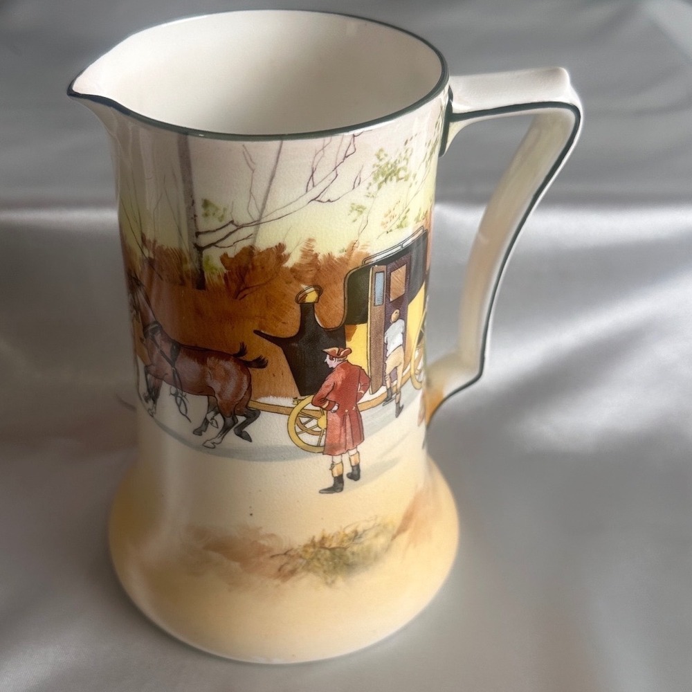 Royal Doulton Coaching Days Earthenware Pitcher Jug E3804 Horse Carriage England